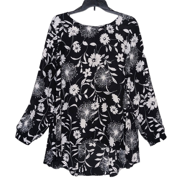 Vince Camuto Black and White Floral Print Cold-Shoulder Top Blouse Size XL - Picture 4 of 15